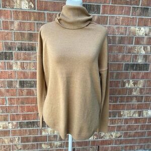 French Connection Cowl Turtleneck Neck Tan Beige Carmel Camel Khaki Sweater XS